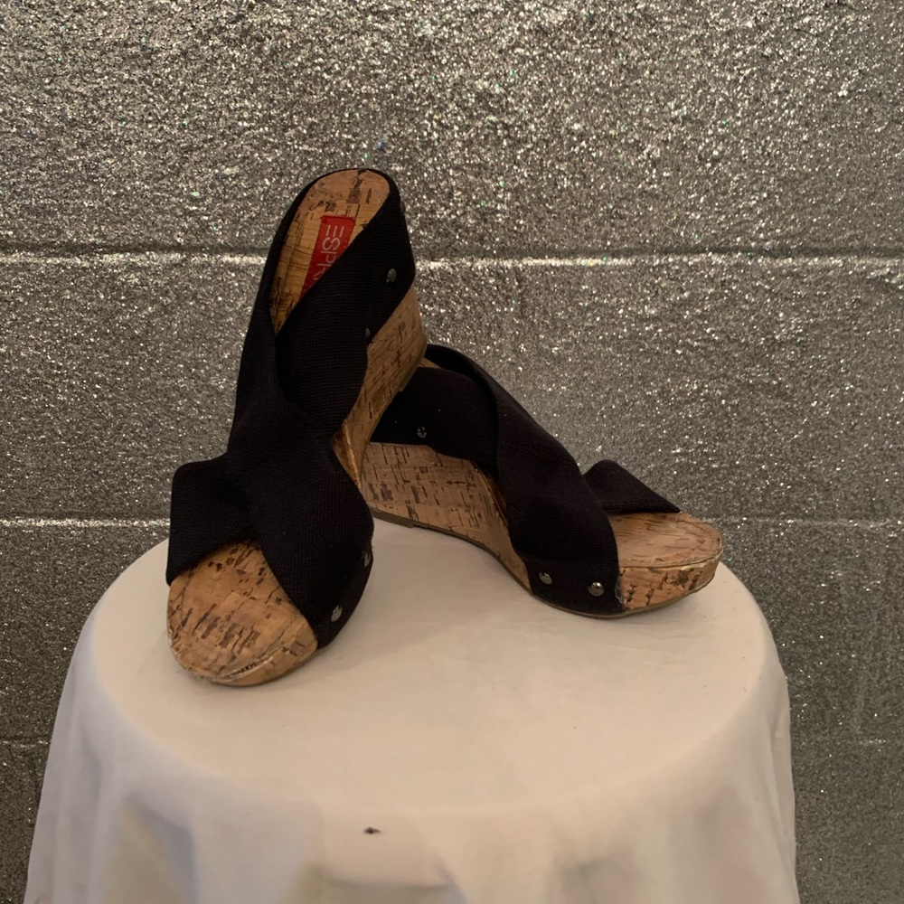ESPRIT black and cork wedges